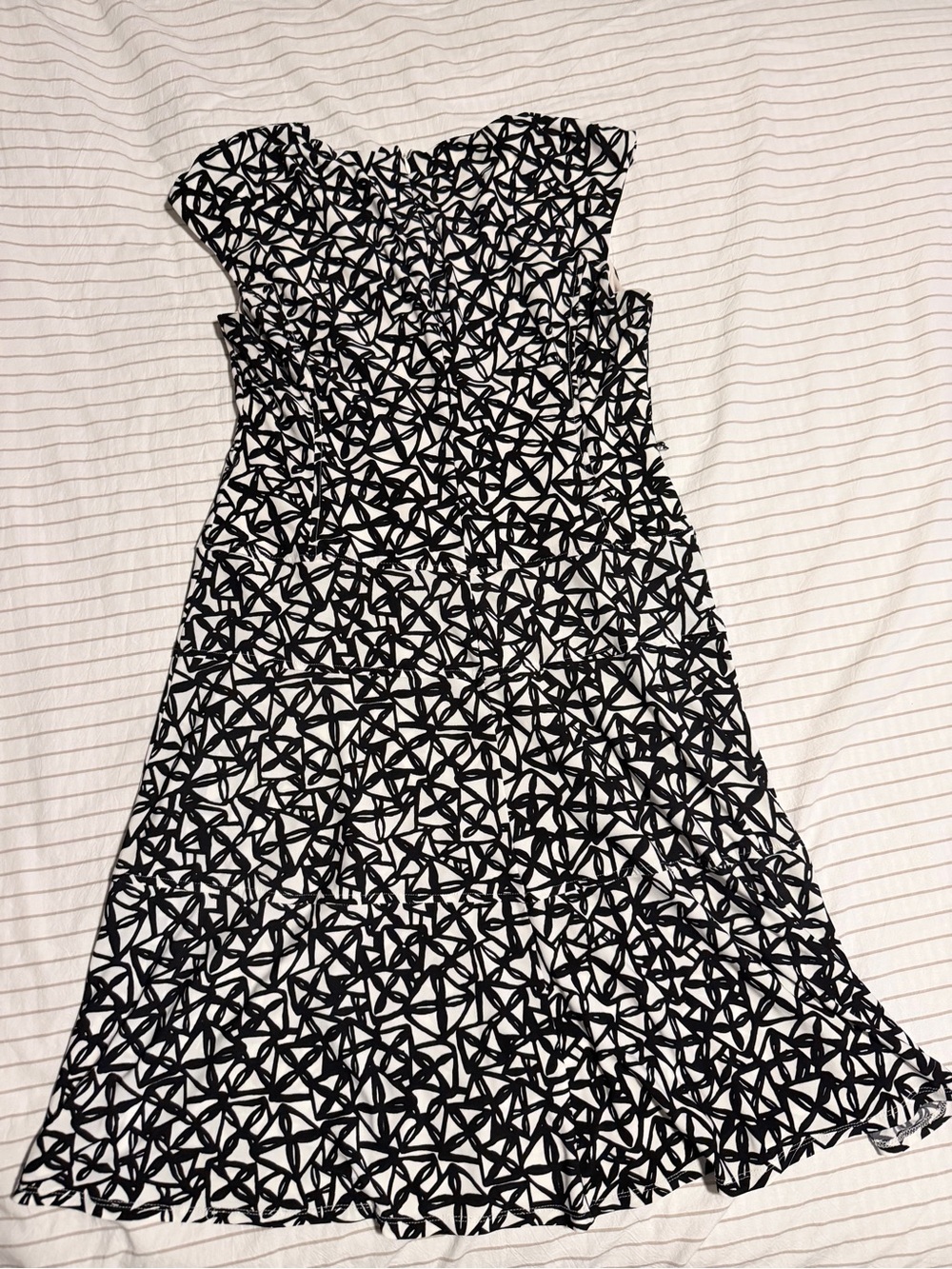 Anne Klein Black & White Geometric Strapless Women’s Dress size 12